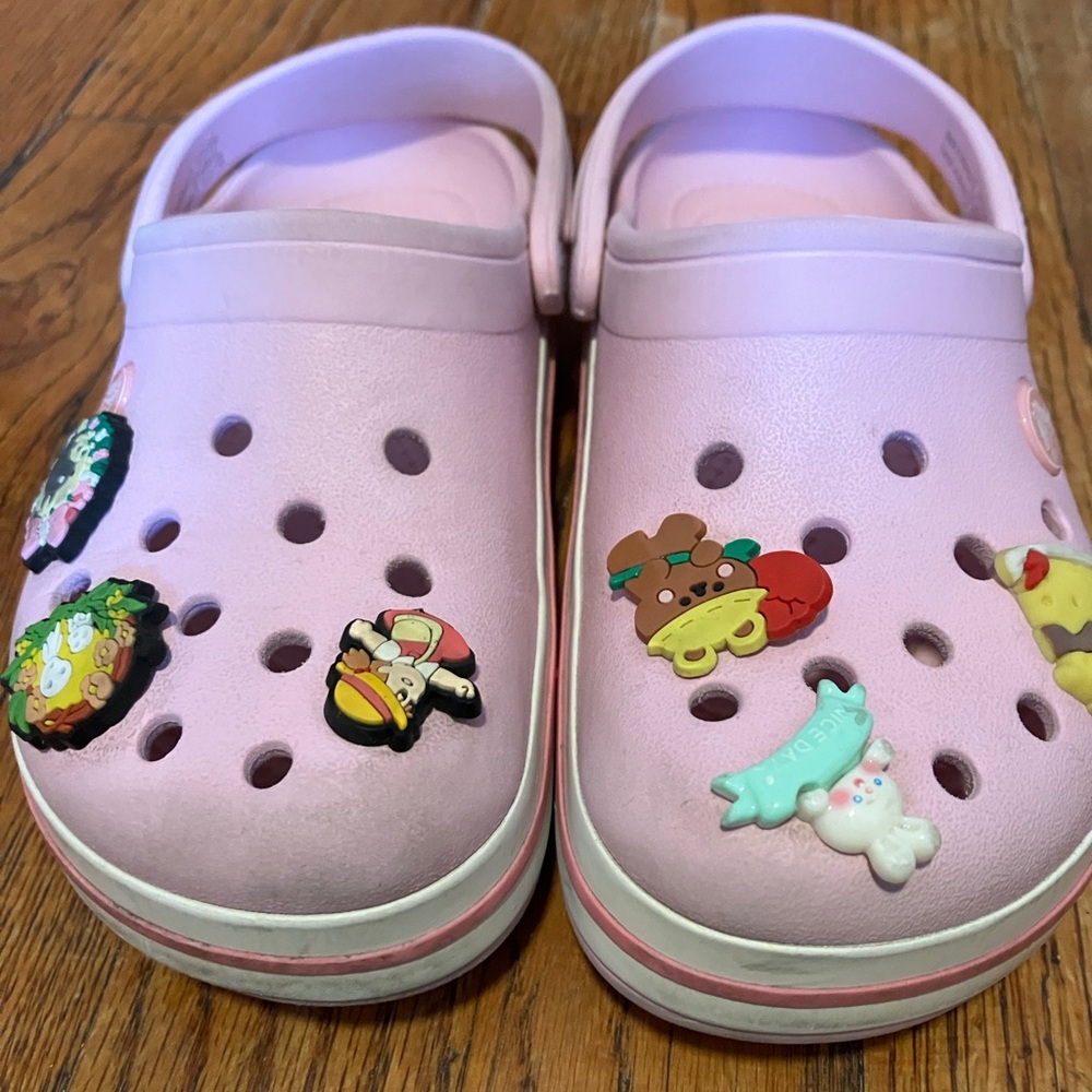 CROCS Kids Baby Pink Sandals with Cute Charms